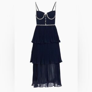 Self-Portrait Navy Blue Tiered Dress